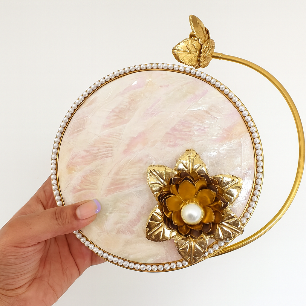 Handmade Mother-of-Pearl & Floral Clutch