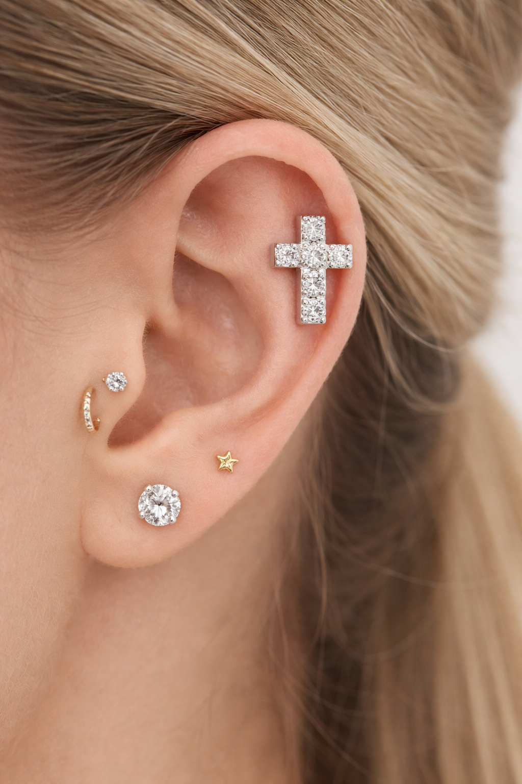 Luminous Cross Flatback Stud