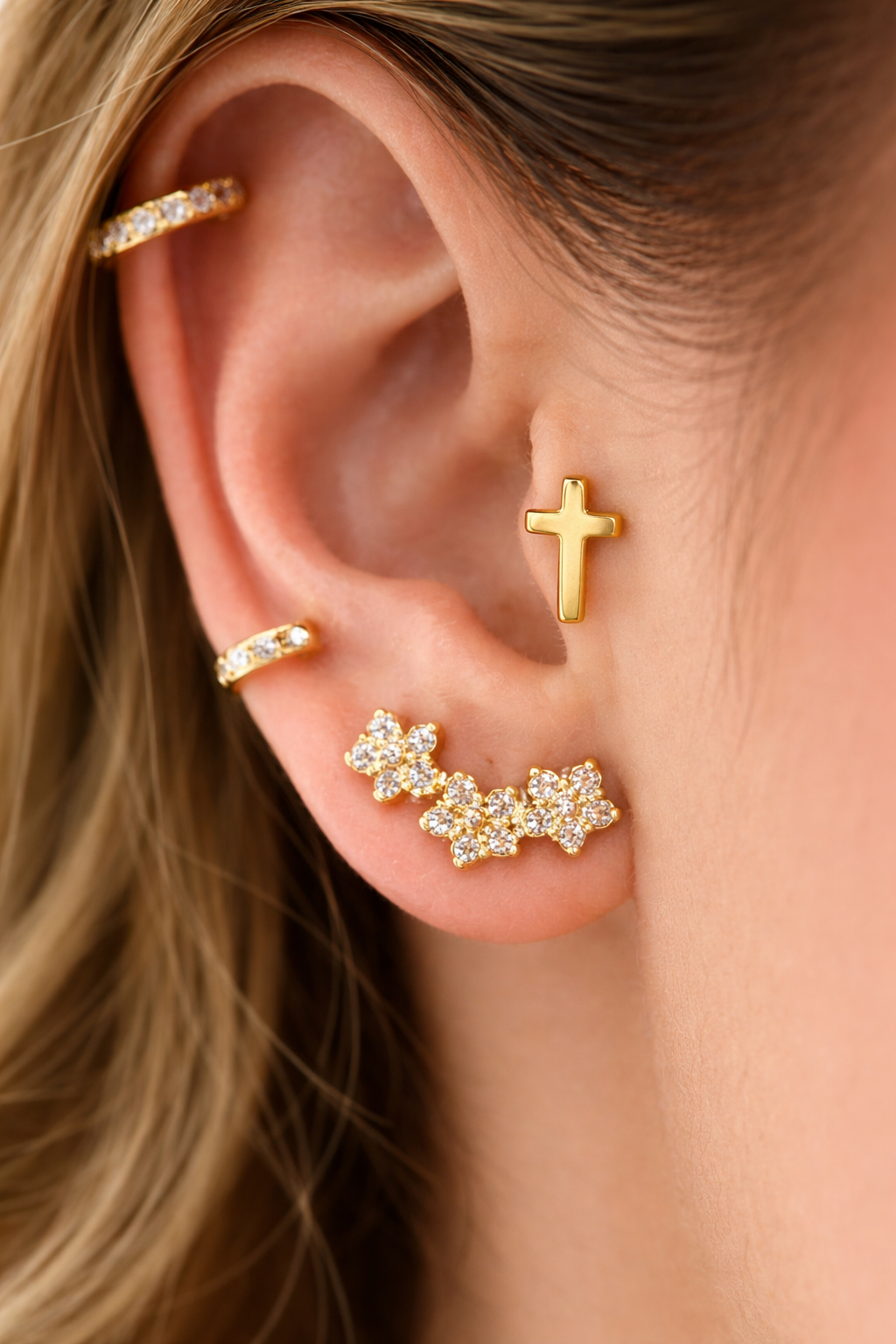 Nyra Cross Flatback Stud