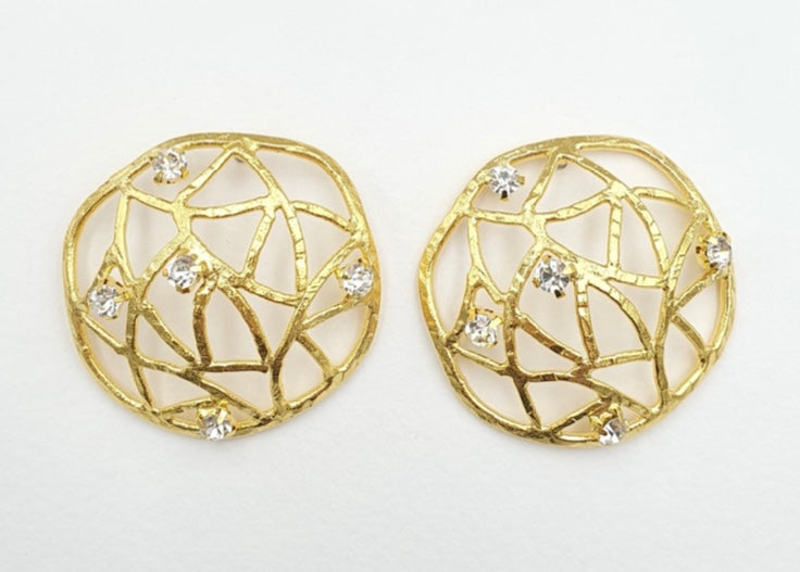 Abstract Gold & Crystal Earrings