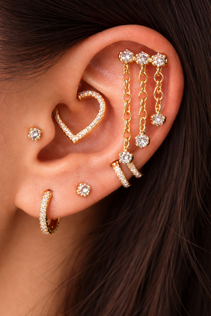 Lunaria Triple Chain Flatback Stud