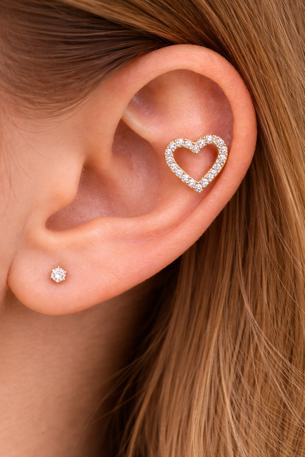 Eloria Crystal Heart Flatback Stud