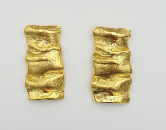 Golden Ripple Rectangular Earrings